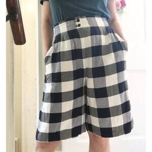 NWT VTG KATHRYN DEENE Ribcage Rise Wide Leg Buffalo Plaid Gaucho Shorts SZ 10